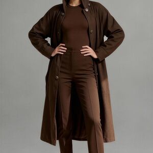 Vintage 80s Bernardo Button Up High Collar Midi Coat --‎ XS